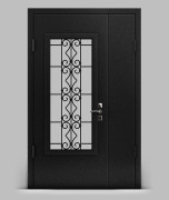 Двустворчатая входная металлическая дверь серии А2 металл/металл с решеткой