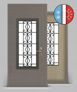 Входная металлическая дверь серии «Арктика Light» А1 МДФ со стеклопакетом и кованой решеткой